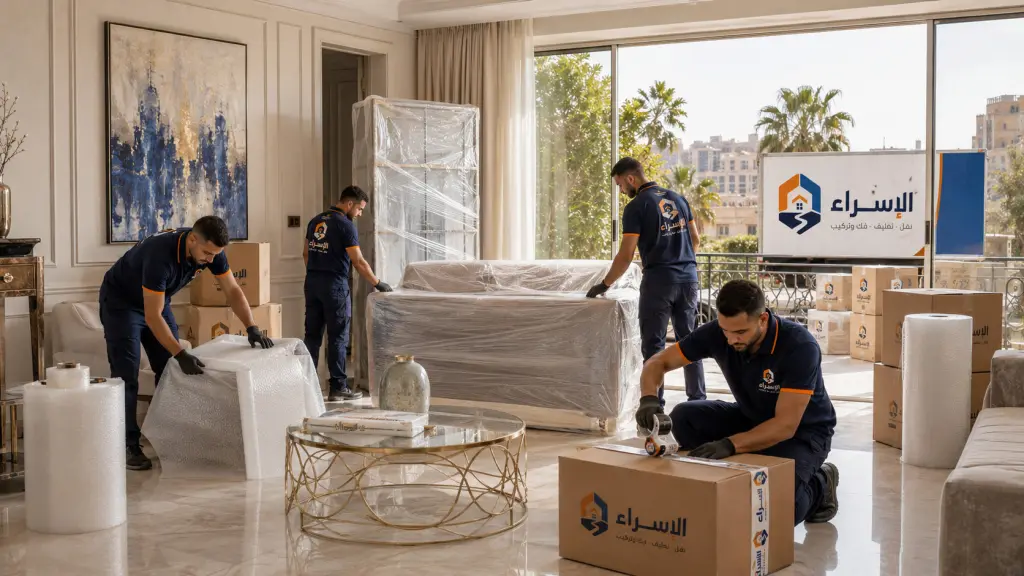 تغليف الأثاث قبل النقل في المنيل